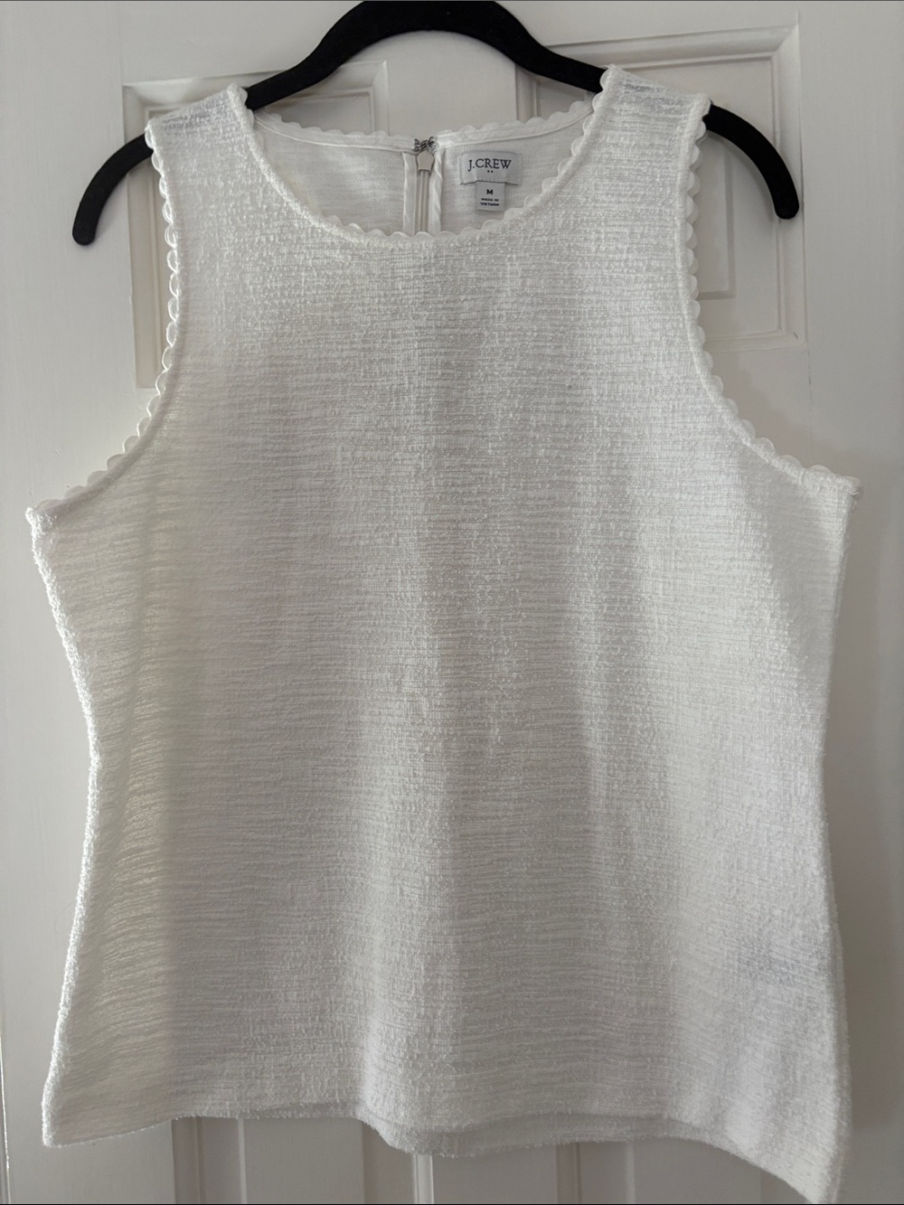 J. Crew White Textured Scallop-Edge Sleeveless Camisole
